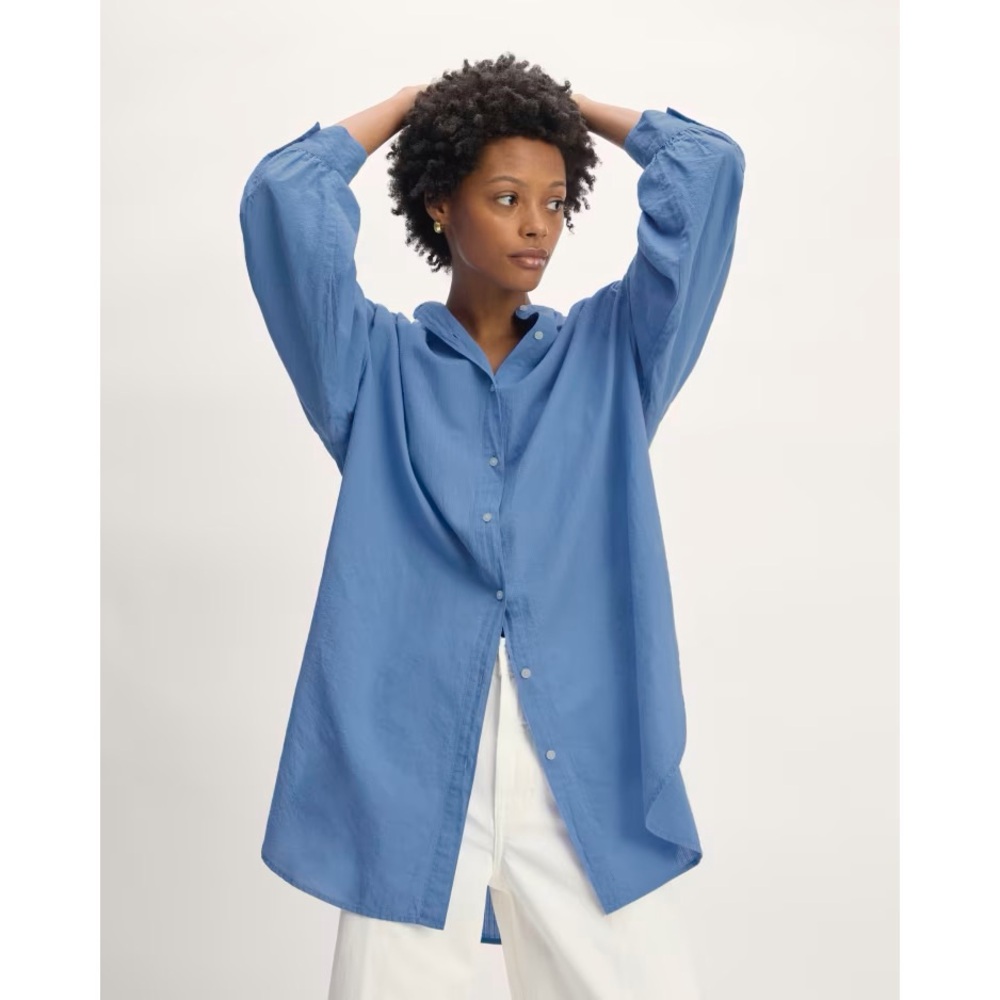 NWT Everlane Gauze Oversized Shirt, Blue Opal, S/M